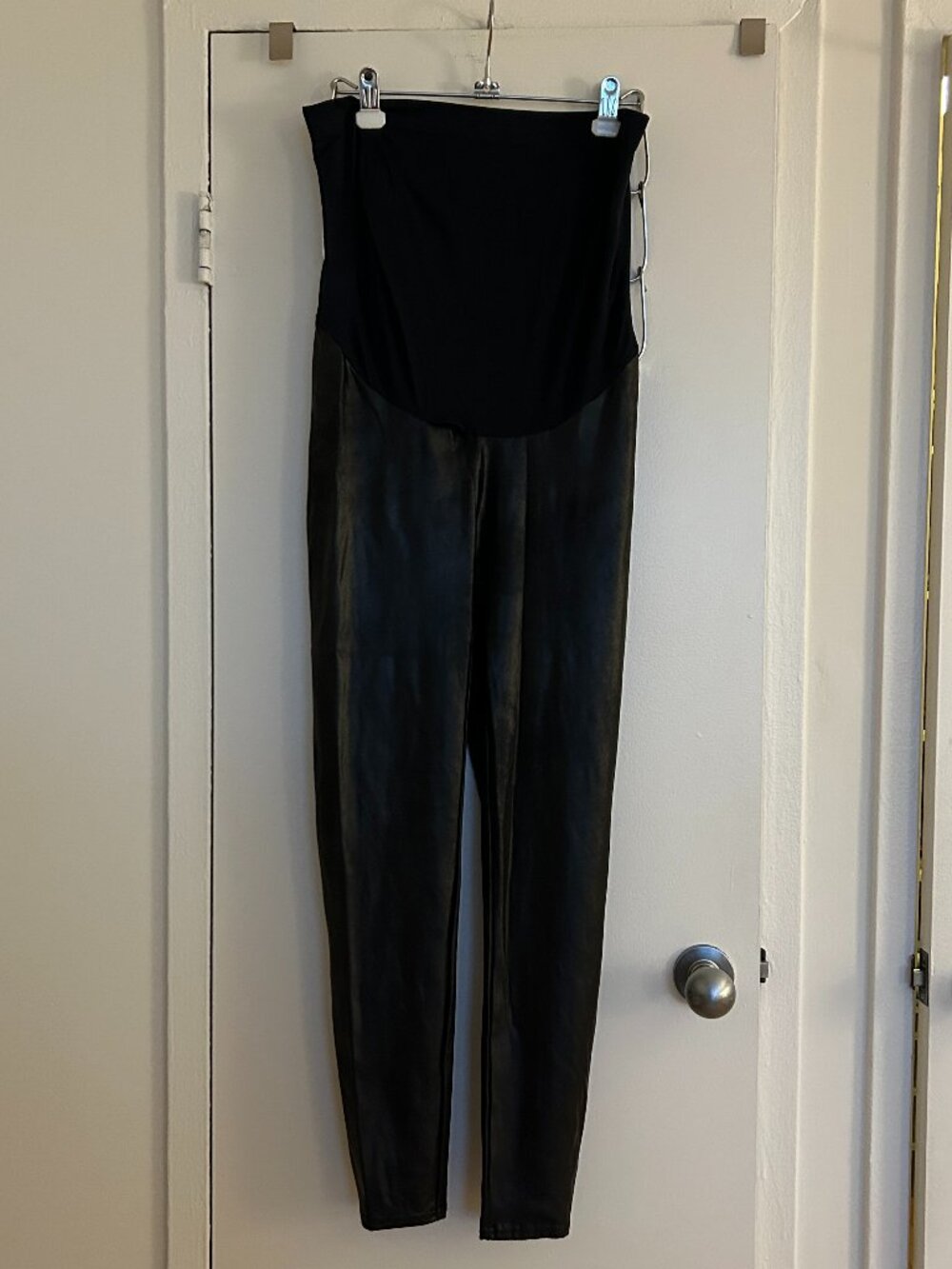 Spanx Maternity Plus Mama Liquid Leather Leggings Black (Plus Size 1X)